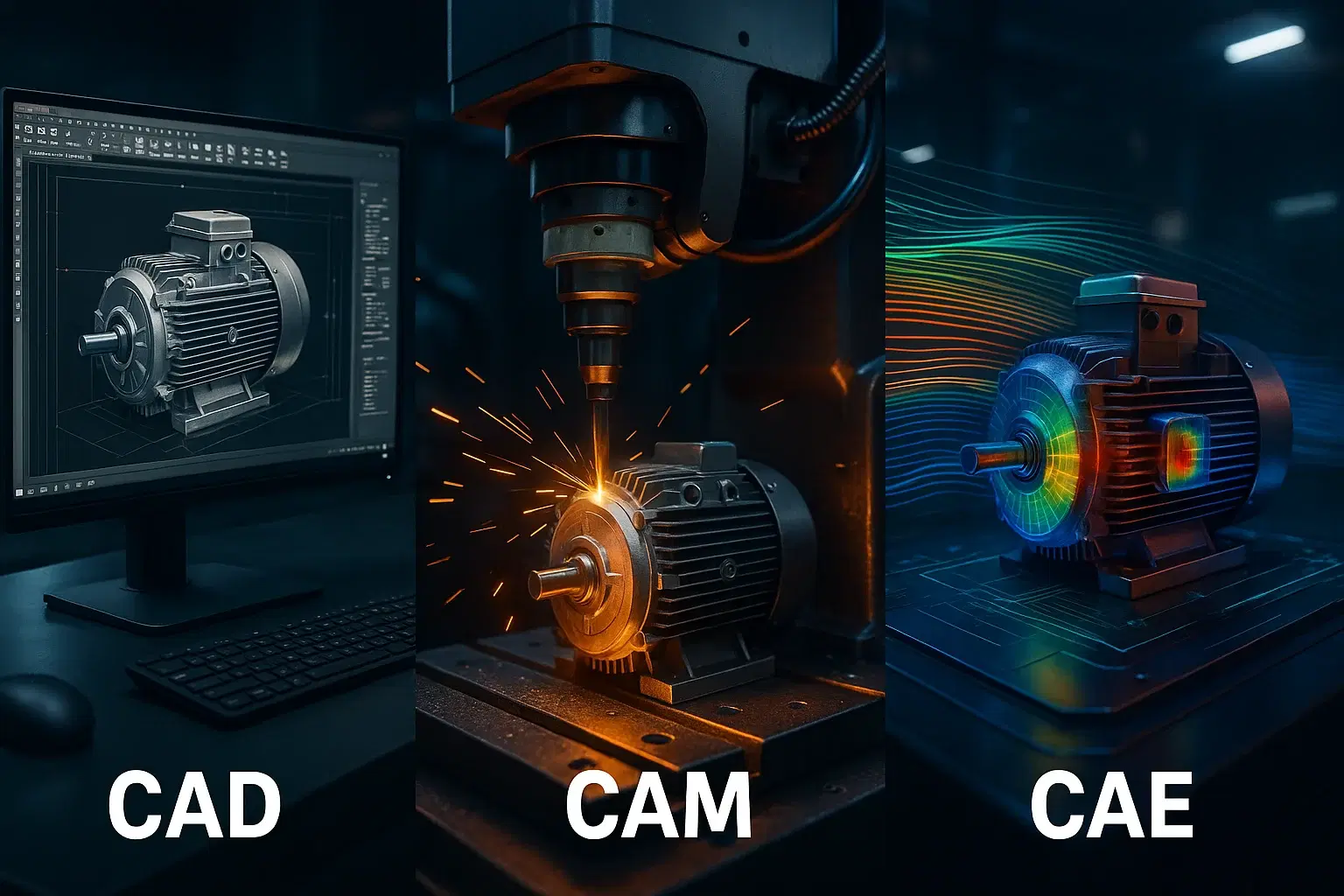 difference between cad cam cae